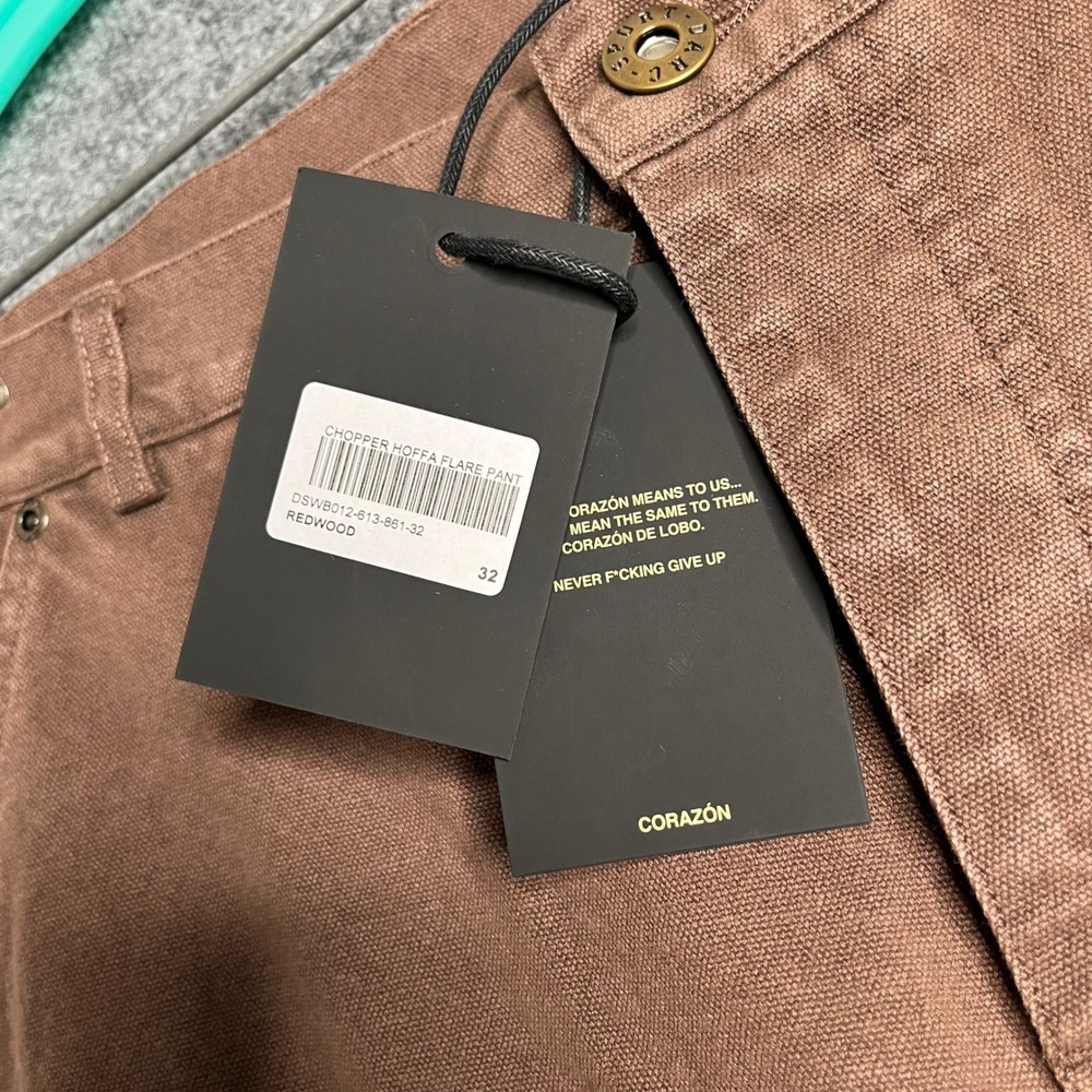 Darc Sport Chopper Hoffa Flare Pants Redwood Brown Mens 32 Double Knee NEW - Picture 7 of 12